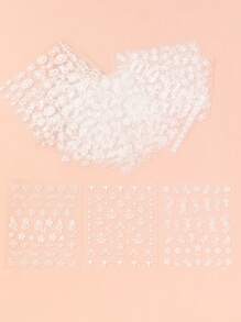 20 tờ Nhãn dán móng tay nghệ thuật họa tiết hoa DIY - trắng - Xem 5