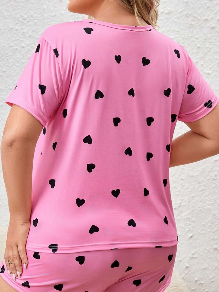 Plus Heart Print Sleep Tee