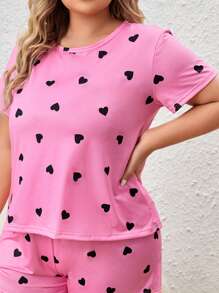 Plus Heart Print Sleep Tee