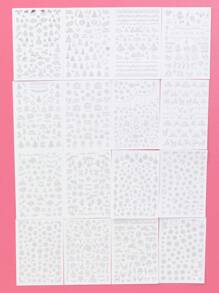16sheets Christmas Tree Pattern Nail Art Sticker - Silver - View 2