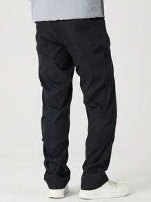 Manfinity Hypemode 男士腰部抽繩直筒褲 - 黑色 - 查看 2