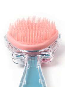 Cepillo de peinado de cabello con cojín en forma de concha y peine,herramientas para el cabello - Azul - Ver 3