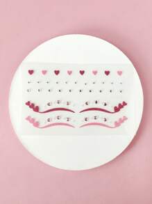 1sheet Heart & Rhinestone Decor Eyeliner Tattoo Sticker - Multicolor - View 2