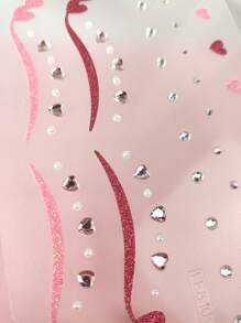 1sheet Heart & Rhinestone Decor Eyeliner Tattoo Sticker - Multicolor - View 3