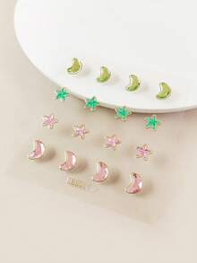 1sheet Rhinestone Moon & Star Shaped Ear Tattoo Sticker - Multicolor - View 2