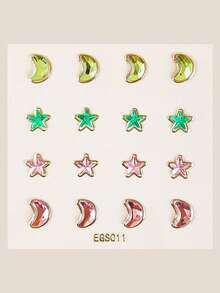 1sheet Rhinestone Moon & Star Shaped Ear Tattoo Sticker - Multicolor - View 3