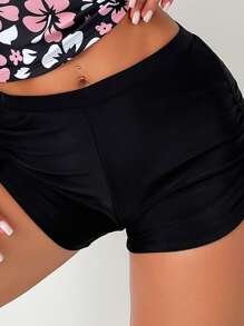 Swim Lushoire Summer Beach Floral Print Drawstring Side Halter Bikini Set - Multicolor - View 5