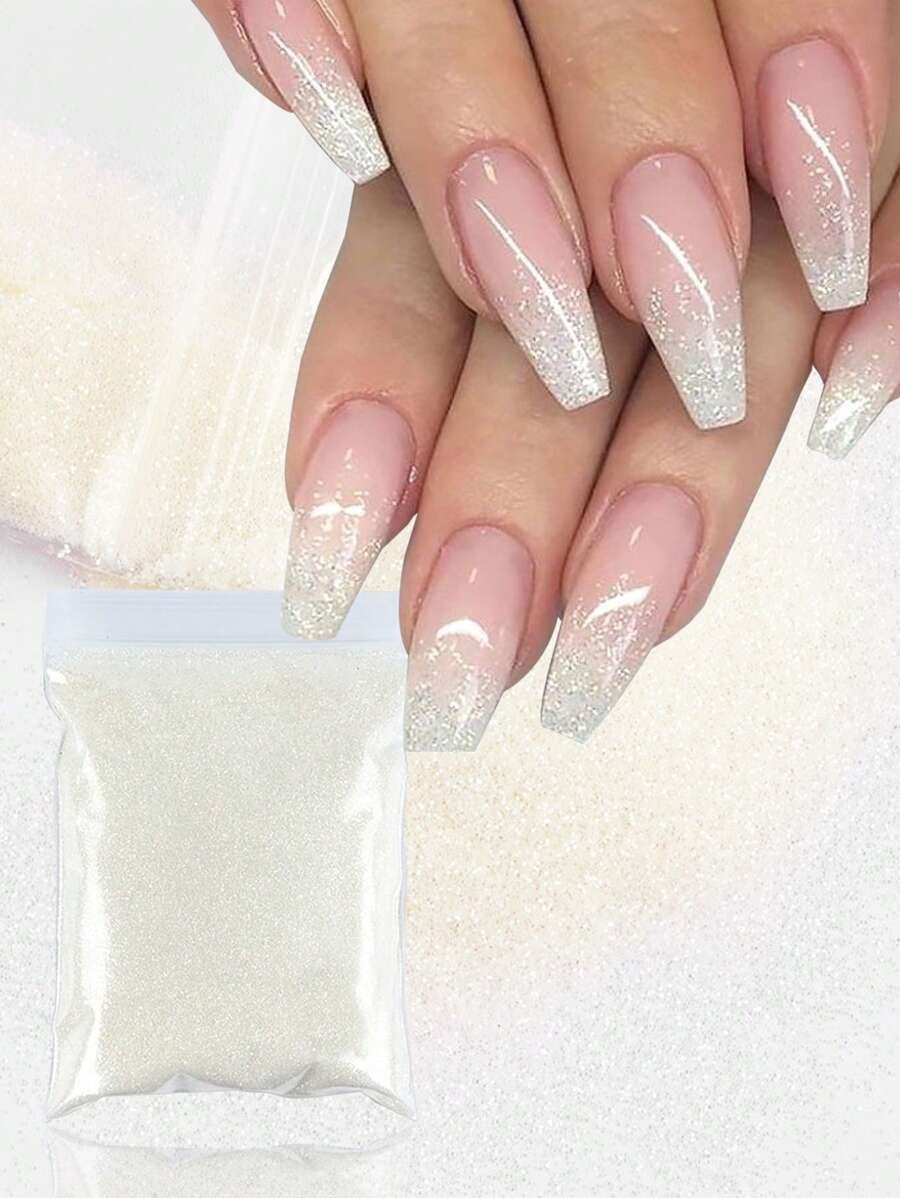 10g Holographic Nails Glitter Powder 0.2mm Laser Chrome Pigment Dust For Gel Polish Nail DIY Nail Charms Nail Gems Nail Supplies - White - View 1