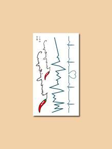 Women's Tattoo Stickers - Chili & Ekg Graphic Design, 6 Sheets/pack - Multicolor - View 3