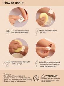 Women's Tattoo Stickers - Chili & Ekg Graphic Design, 6 Sheets/pack - Multicolor - View 4