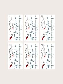 Women's Tattoo Stickers - Chili & Ekg Graphic Design, 6 Sheets/pack - Multicolor - View 5