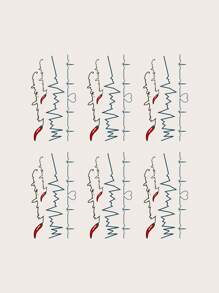 Women's Tattoo Stickers - Chili & Ekg Graphic Design, 6 Sheets/pack - Multicolor - View 6