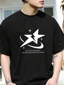 Men Slogan Graphic Drop Shoulder Tee - Black - View 3