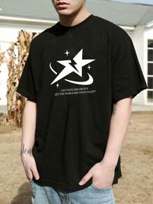 Men Slogan Graphic Drop Shoulder Tee - Black - View 5