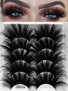 5對超長假睫毛 - 黑色 - 查看 1