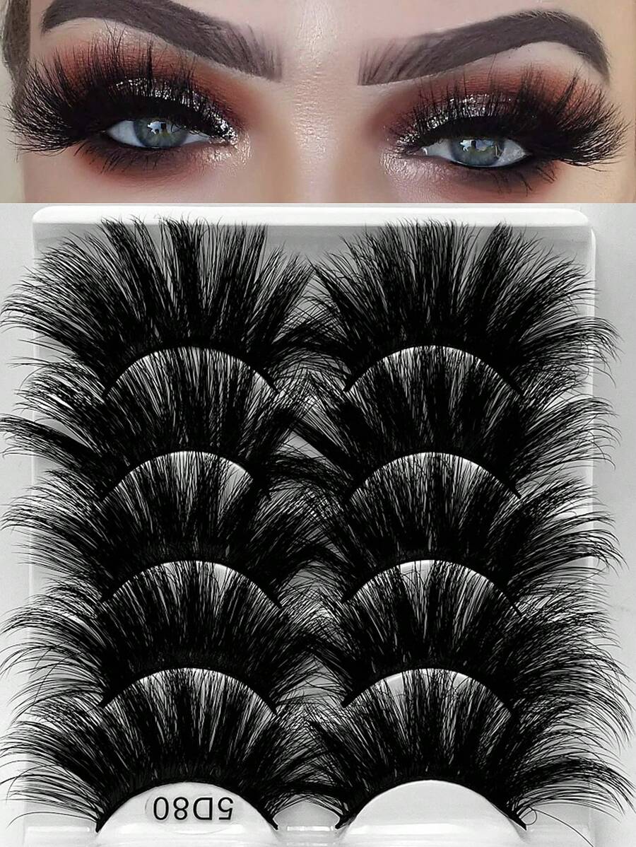 5對超長假睫毛 - 黑色 - 查看 1