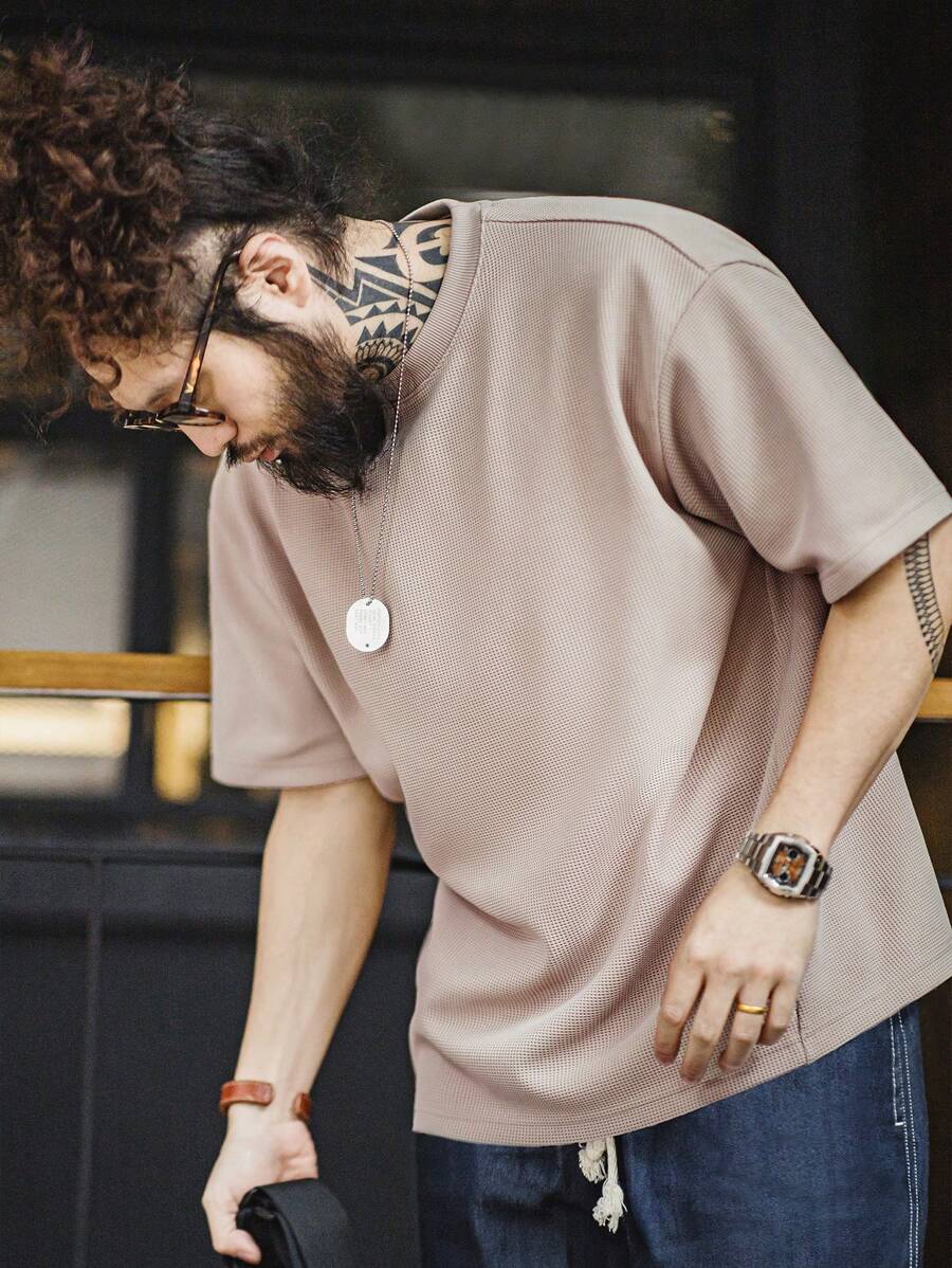 Áo thun & Áo lót Nam Khối Màu Giải trí - Màu Khaki - Xem 1