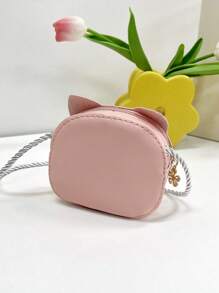 1pc Young Girls' Cute Mini Crossbody Bag With Pu Leather Zipper Closure For Everyday Use, All Seasons