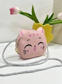 1pc Young Girls' Cute Mini Crossbody Bag With Pu Leather Zipper Closure For Everyday Use, All Seasons