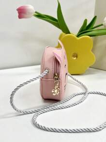 1pc Young Girls' Cute Mini Crossbody Bag With Pu Leather Zipper Closure For Everyday Use, All Seasons