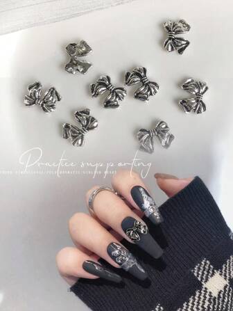20 件蝴蝶结形美甲装饰 DIY 指甲饰品 美甲宝石 美甲用品 指甲