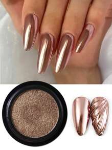 1入組魔鏡效果鈦金色漆粉釘裝飾,配備化妝刷 - 鏽棕色 - 查看 1