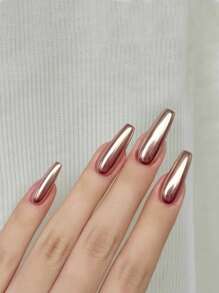 1入組魔鏡效果鈦金色漆粉釘裝飾,配備化妝刷 - 鏽棕色 - 查看 4