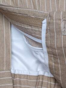 Quần Short Nam Nút Túi Dây kéo Sọc Giải trí - Lạc đà - Xem 3