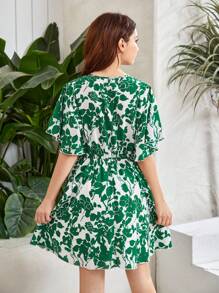 SHEIN 青少年女孩印花蝴蝶袖連衣裙 - 彩色 - 查看 2