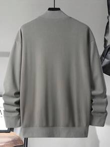 Manfinity Homme Áo nỉ Nam Đắp vá màu trơn Giải trí - Xám - Xem 2