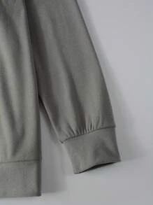 Manfinity Homme Áo nỉ Nam Đắp vá màu trơn Giải trí - Xám - Xem 4