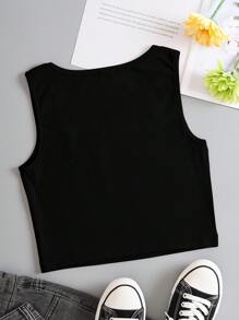 SHEIN EZwear 方領短款背心 - 黑色 - 查看 2