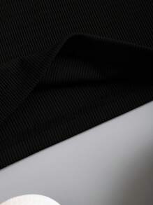 SHEIN EZwear 方領短款背心 - 黑色 - 查看 3