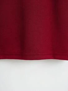 SHEIN EZwear 字母圖案短款T恤 - 紅色 - 查看 4