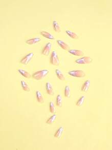 24 chiếc móng tay giả màu hạnh nhân dài & 1 băng dính & 1 dũa móng tay - Nhiều màu - Xem 4