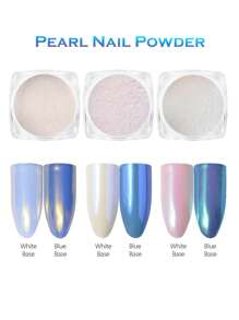 3Pcs Pearl, Diamond Dust Pink, Mirror Effect & Shell Pink Nail Art Decoration Nail Supplies Nails Nail Charms Nail Gems - Multicolor - View 1