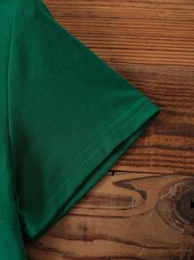 SHEIN LUNE Mushroom And Slogan Graphic Tee - Dark Green - View 4