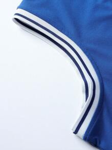 Aesthetic Post Hombres Top tank con estampado de letra ribete en contraste - azul real - Ver 4