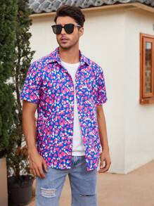 Manfinity Homme Men Allover Print Button Front Shirt - Multicolor - View 4