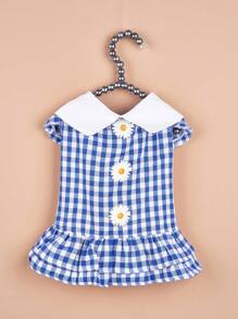 1 Chiếc Váy Thú Cưng In Hoa Cúc, Váy Vải Dệt Dễ Thương Màu Xanh Cho Thú Cưng - Màu xanh lam - Xem 2