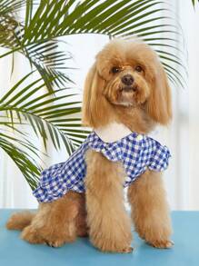 1 Chiếc Váy Thú Cưng In Hoa Cúc, Váy Vải Dệt Dễ Thương Màu Xanh Cho Thú Cưng - Màu xanh lam - Xem 4