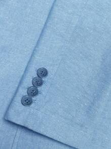 Áo cộc tay Nam Nút phía trước màu trơn Giải trí - Màu xanh nhạt - Xem 4