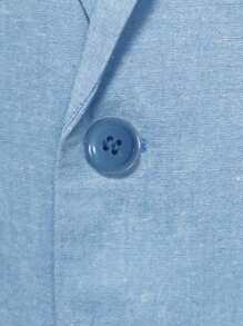 Áo cộc tay Nam Nút phía trước màu trơn Giải trí - Màu xanh nhạt - Xem 6