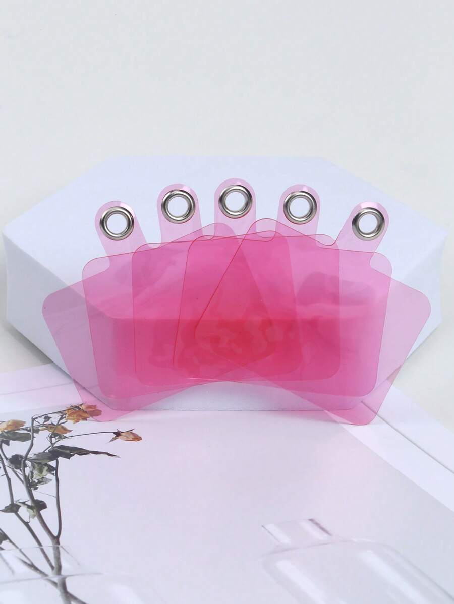 5pcs Clear Phone Lanyard Fixing Clip Card - Pink - View 1