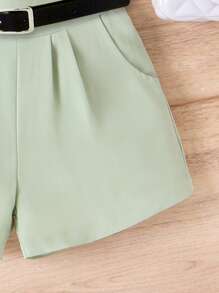 Toddler Girls Ruffle Trim Cami Top & Shorts - Mint Green - View 6