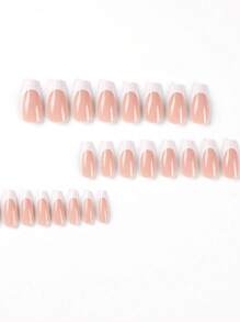 24入組長櫥形白色法式兩色假指甲+1片膠帶+1個指甲文件法式指尖貼片指甲用品，讓您焕然一新 - 彩色 - 查看 2