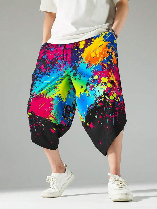Manfinity EMRG Men Splash Ink Print Drop Crotch Pants SHEIN USA