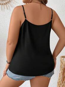 SHEIN Clasi Plus Scallop Trim Cami Top - Black - View 2