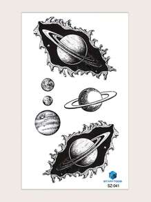 1 Pieza Diseño De Tatuaje Temporal De Muñeca Con Diseño De Planeta Negro Y Agujero Negro Para El Cuerpo - Negro - Ver 2