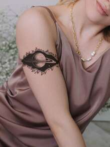 1 Pieza Diseño De Tatuaje Temporal De Muñeca Con Diseño De Planeta Negro Y Agujero Negro Para El Cuerpo - Negro - Ver 4